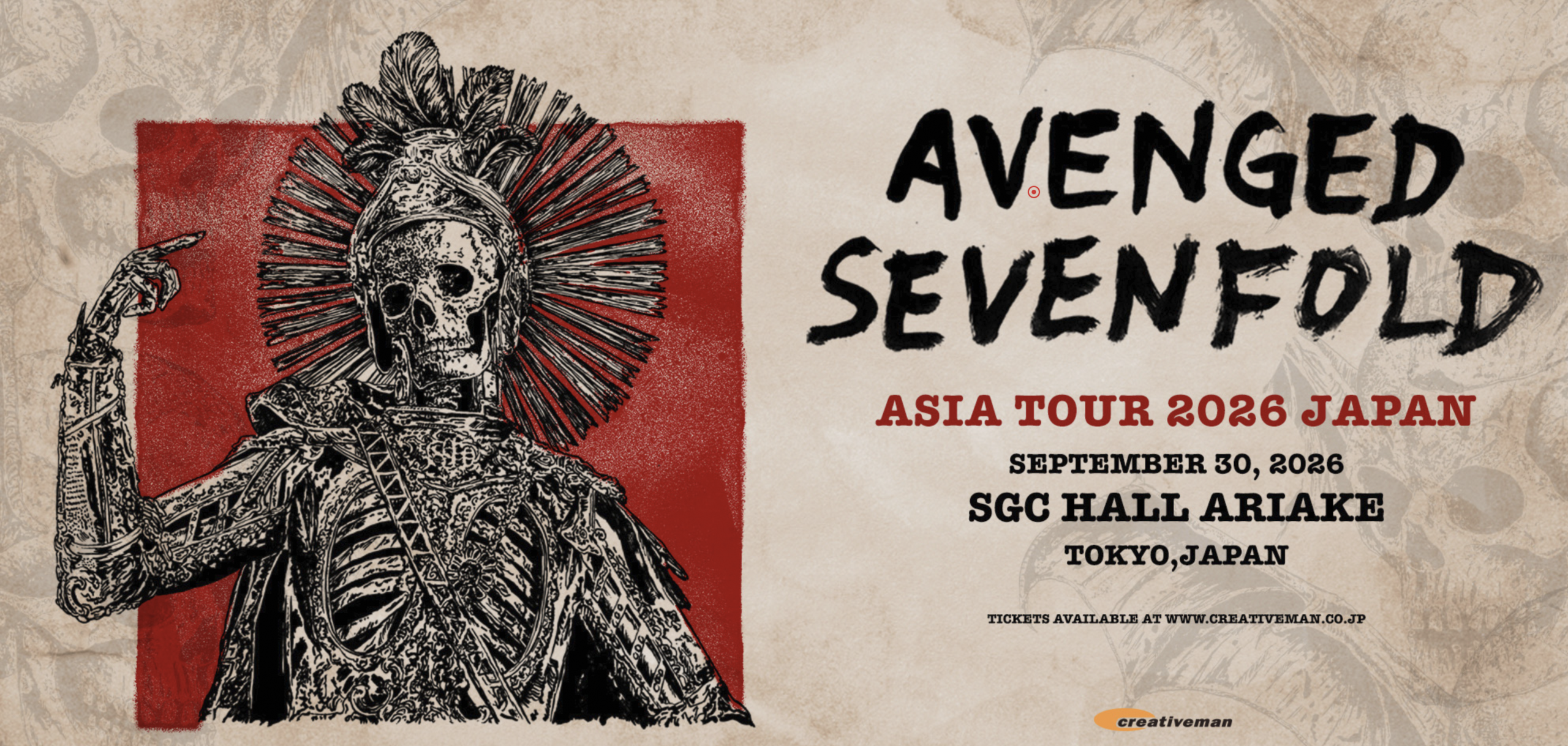 Avenged Sevenfold、12年ぶりとなる2026年来日公演が決定!