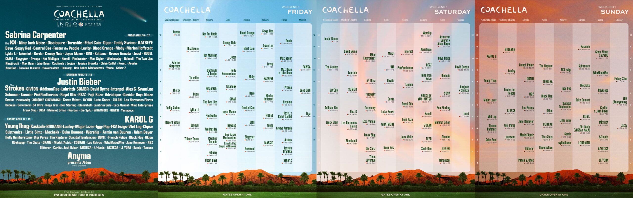 Coachella2026、日本時間タイムテーブル(一部抜粋版)